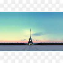 蓝天夕阳下的埃菲尔铁塔-空若网 蓝天夕阳下的埃菲尔铁塔-空若网