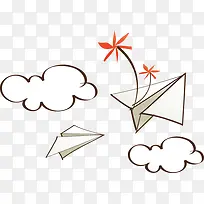 手绘可爱白云小飞机-空若网 手绘可爱白云小飞机-空若网