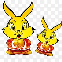 兔子拜年喜庆矢量素材-空若网 兔子拜年喜庆矢量素材-空若网