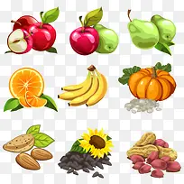 矢量卡通水果与坚果-空若网 矢量卡通水果与坚果-空若网