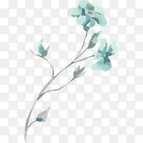 卡通手绘蓝色水彩鲜花-空若网 卡通手绘蓝色水彩鲜花-空若网