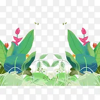 手绘卡通绿色叶子鲜花-空若网 手绘卡通绿色叶子鲜花-空若网