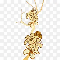 手绘黄色树枝花朵-空若网 手绘黄色树枝花朵-空若网