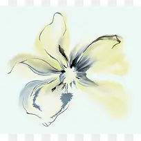 手绘蓝黄色水彩花朵-空若网 手绘蓝黄色水彩花朵-空若网