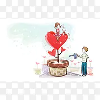 手绘卡通情侣爱心-空若网 手绘卡通情侣爱心-空若网