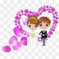 卡通情侣结婚紫色爱心-空若网 卡通情侣结婚紫色爱心-空若网