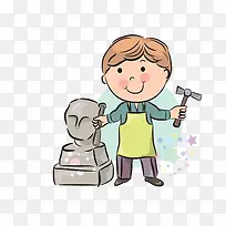 手绘工人素材-空若网 手绘工人素材-空若网