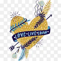 矢量手绘金色爱心-空若网 矢量手绘金色爱心-空若网