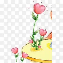 手绘漫画粉红色爱心植物-空若网 手绘漫画粉红色爱心植物-空若网