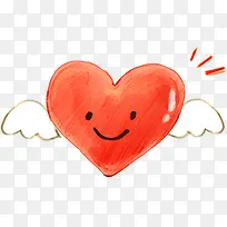 手绘红色翅膀爱心-空若网 手绘红色翅膀爱心-空若网