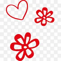 红色创意手绘花朵爱心-空若网 红色创意手绘花朵爱心-空若网