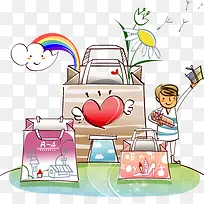 手绘漫画风格爱心人物-空若网 手绘漫画风格爱心人物-空若网