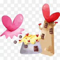 手绘唯美爱心建筑卡通-空若网 手绘唯美爱心建筑卡通-空若网