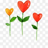 手绘红色爱心植物-空若网 手绘红色爱心植物-空若网