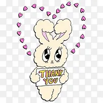 手绘可爱爱心感谢兔子-空若网 手绘可爱爱心感谢兔子-空若网