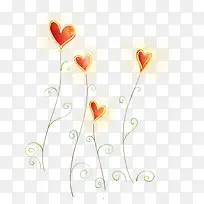 手绘红色爱心漫画小草-空若网 手绘红色爱心漫画小草-空若网