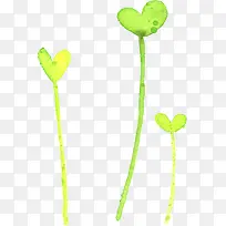 手绘绿色卡通爱心小草-空若网 手绘绿色卡通爱心小草-空若网
