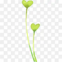 手绘黄绿色爱心小草-空若网 手绘黄绿色爱心小草-空若网