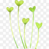 手绘黄绿色爱心水彩小草-空若网 手绘黄绿色爱心水彩小草-空若网