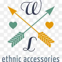 手绘蓝黄色爱心箭头-空若网 手绘蓝黄色爱心箭头-空若网