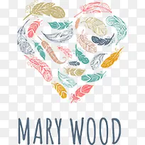 手绘彩色羽毛爱心图标-空若网 手绘彩色羽毛爱心图标-空若网