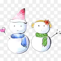 手绘粉色爱心雪人-空若网 手绘粉色爱心雪人-空若网