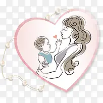 手绘粉色爱心母子-空若网 手绘粉色爱心母子-空若网