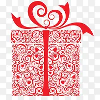 手绘红色爱心花纹礼盒-空若网 手绘红色爱心花纹礼盒-空若网
