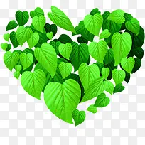 手绘绿色树叶爱心-空若网 手绘绿色树叶爱心-空若网