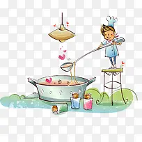 手绘卡通爱心厨师-空若网 手绘卡通爱心厨师-空若网