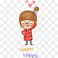 手绘卡通爱心女生-空若网 手绘卡通爱心女生-空若网