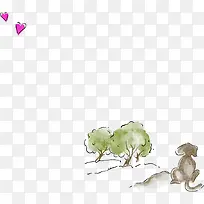 手绘粉色爱心大树动物-空若网 手绘粉色爱心大树动物-空若网