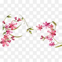 粉色手绘爱心花朵树叶-空若网 粉色手绘爱心花朵树叶-空若网