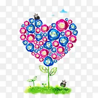 蓝粉色玫瑰爱心装饰-空若网 蓝粉色玫瑰爱心装饰-空若网