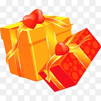 手绘爱心礼盒黄红色-空若网 手绘爱心礼盒黄红色-空若网