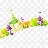 手绘可爱卡通爱心建筑-空若网 手绘可爱卡通爱心建筑-空若网