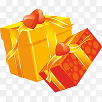 手绘黄红色爱心礼盒-空若网 手绘黄红色爱心礼盒-空若网