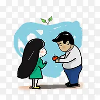 手绘蓝色爱心情侣-空若网 手绘蓝色爱心情侣-空若网