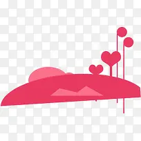 粉色卡通爱心山峰-空若网 粉色卡通爱心山峰-空若网