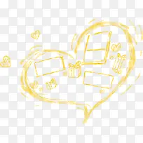 手绘黄色礼盒爱心卡片-空若网 手绘黄色礼盒爱心卡片-空若网