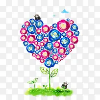 粉色蓝色玫瑰爱心-空若网 粉色蓝色玫瑰爱心-空若网