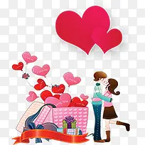 粉色爱心情侣人物-空若网 粉色爱心情侣人物-空若网