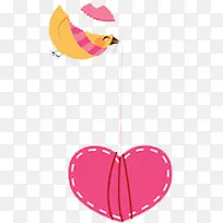 黄色小鸟粉色爱心-空若网 黄色小鸟粉色爱心-空若网