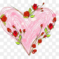 粉色线条爱心花朵-空若网 粉色线条爱心花朵-空若网