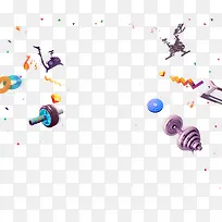 多彩简约举重健身漂浮素材-空若网 多彩简约举重健身漂浮素材-空若网