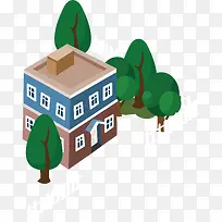 矢量漂亮的别墅漂浮素材-空若网 矢量漂亮的别墅漂浮素材-空若网