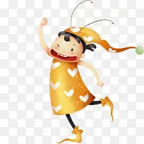 黄色裙子爱心儿童-空若网 黄色裙子爱心儿童-空若网