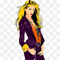 矢量手绘时尚女郎-空若网 矢量手绘时尚女郎-空若网