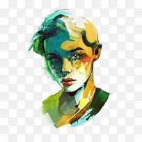 彩色拼接插画美女头像-空若网 彩色拼接插画美女头像-空若网