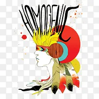 美女拼接头像插画-空若网 美女拼接头像插画-空若网